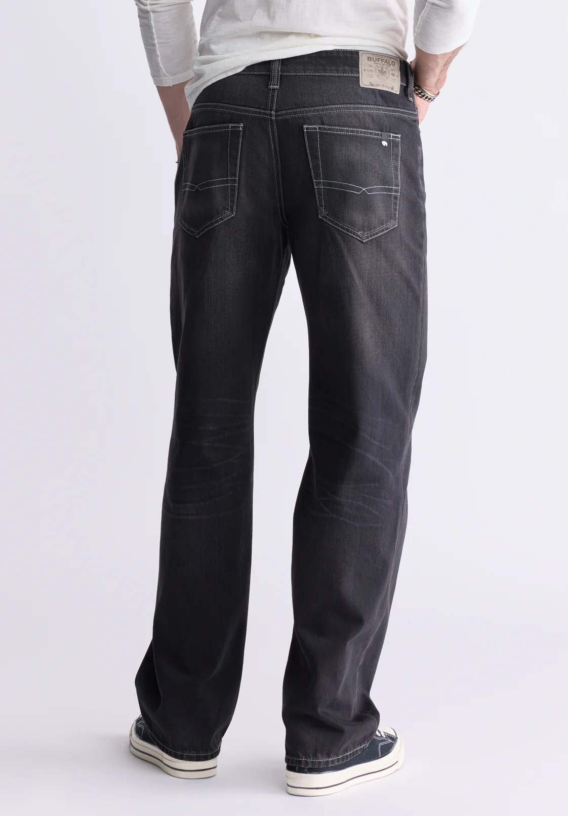 Loose Fit Matt Men's Jeans, Vintage Sanded Black - BM26007 - Image 4