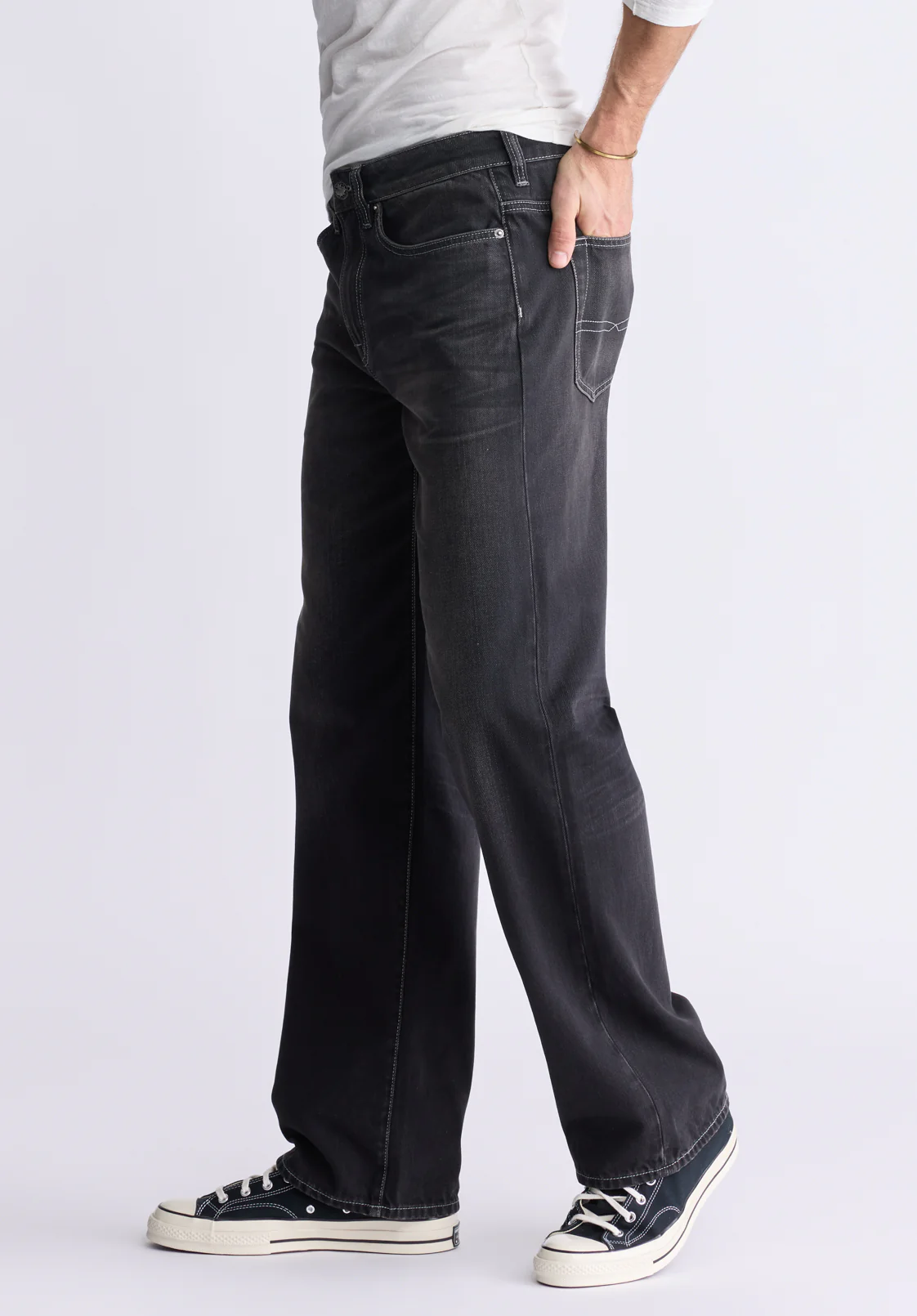 Loose Fit Matt Men's Jeans, Vintage Sanded Black - BM26007 - Image 5