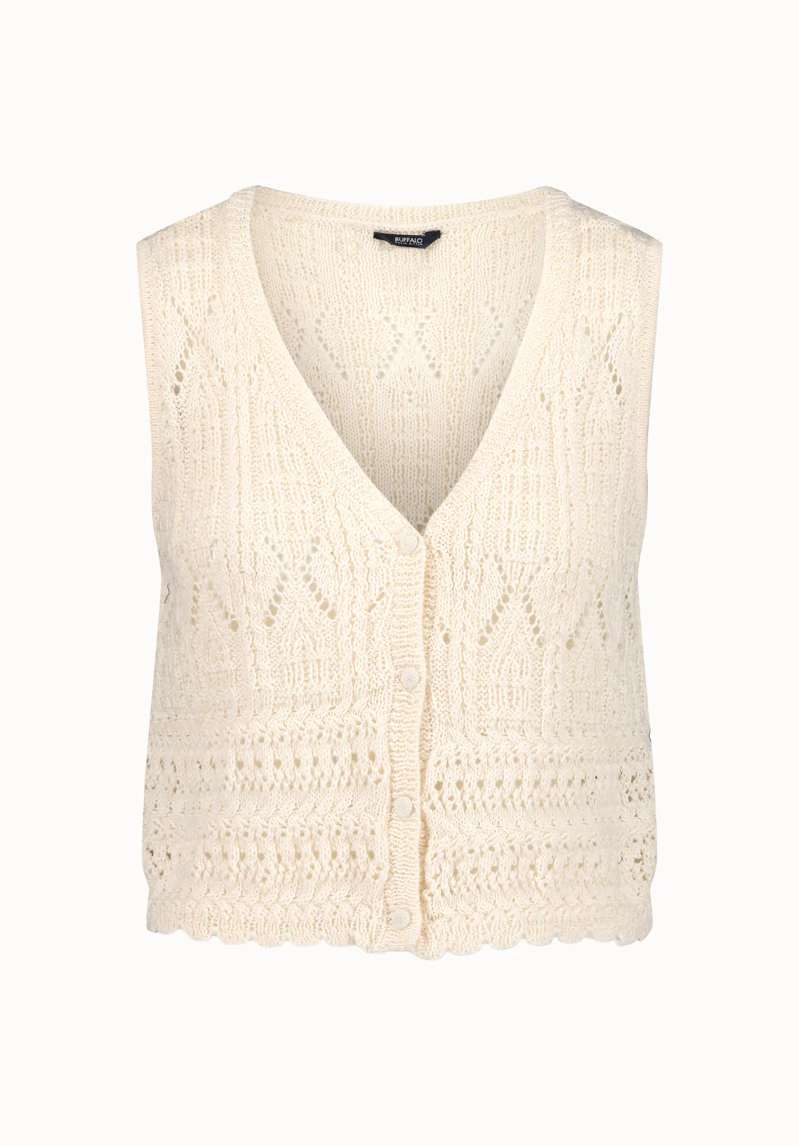 Merrybell Women's Pointelle Knit Vest with Button-Down Front, Egret - SW0114P - Image 5