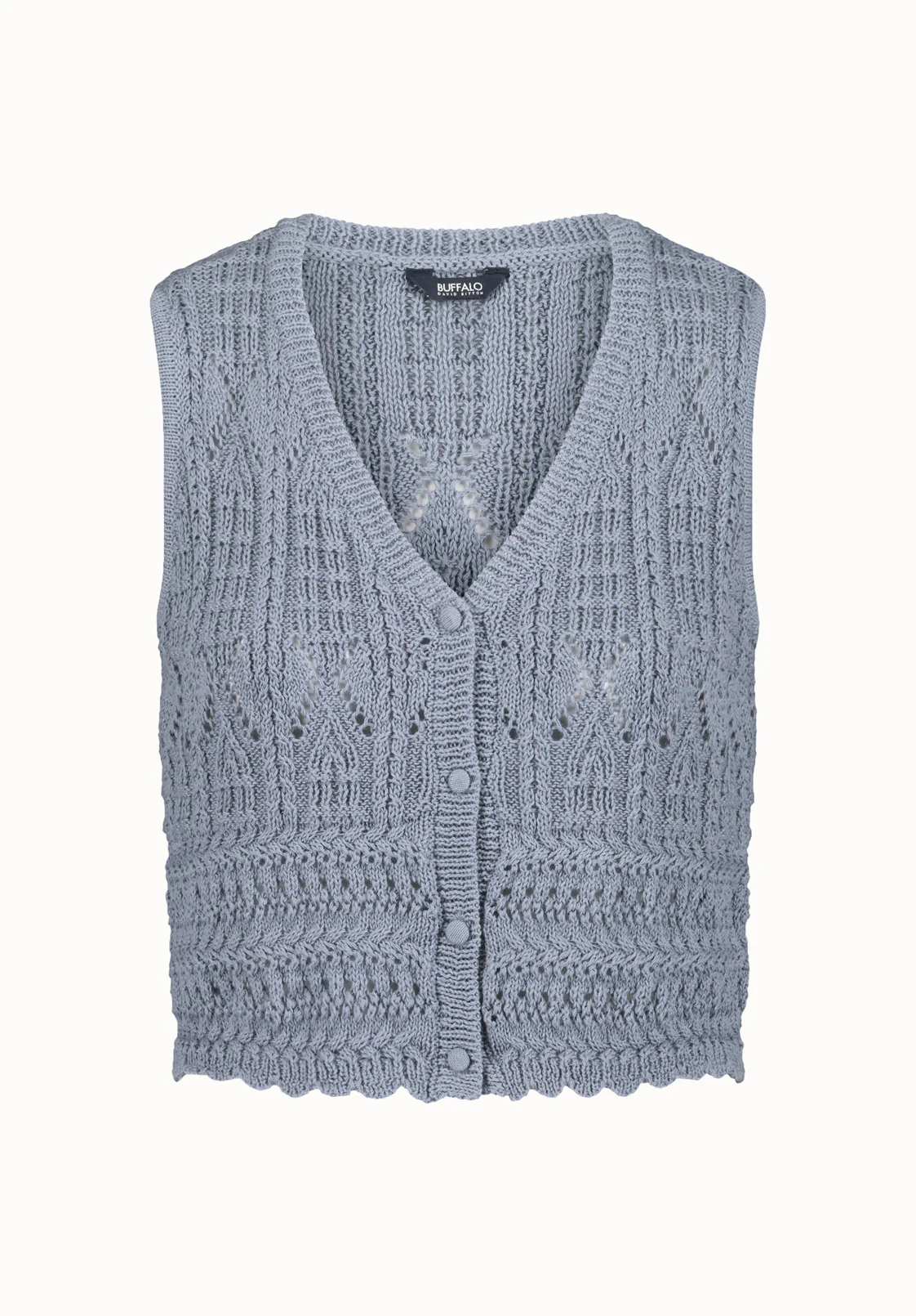 Merrybell Women's Pointelle Knit Vest with Button-Down Front, Bleached Navy - SW0114P - Image 5