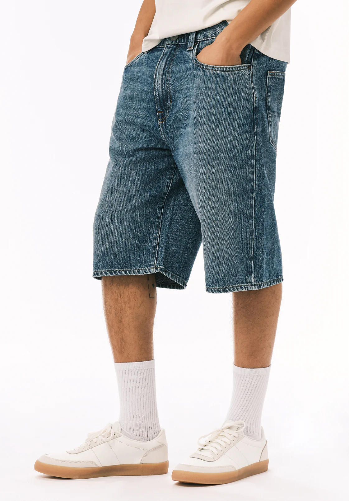 Mick Men's Wide Leg Denim Short, Distressed Blue - BM26203 - Image 3