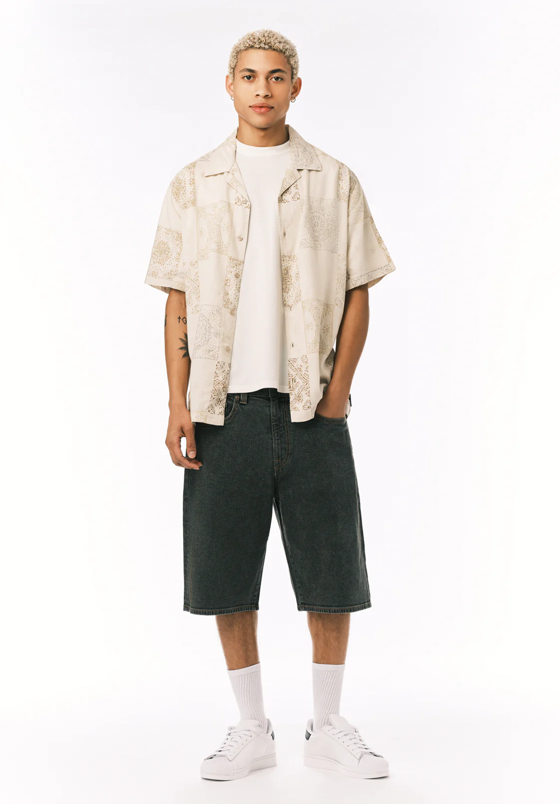 Mick Men's Wide Leg Denim Short, Faded Black - BM26233
