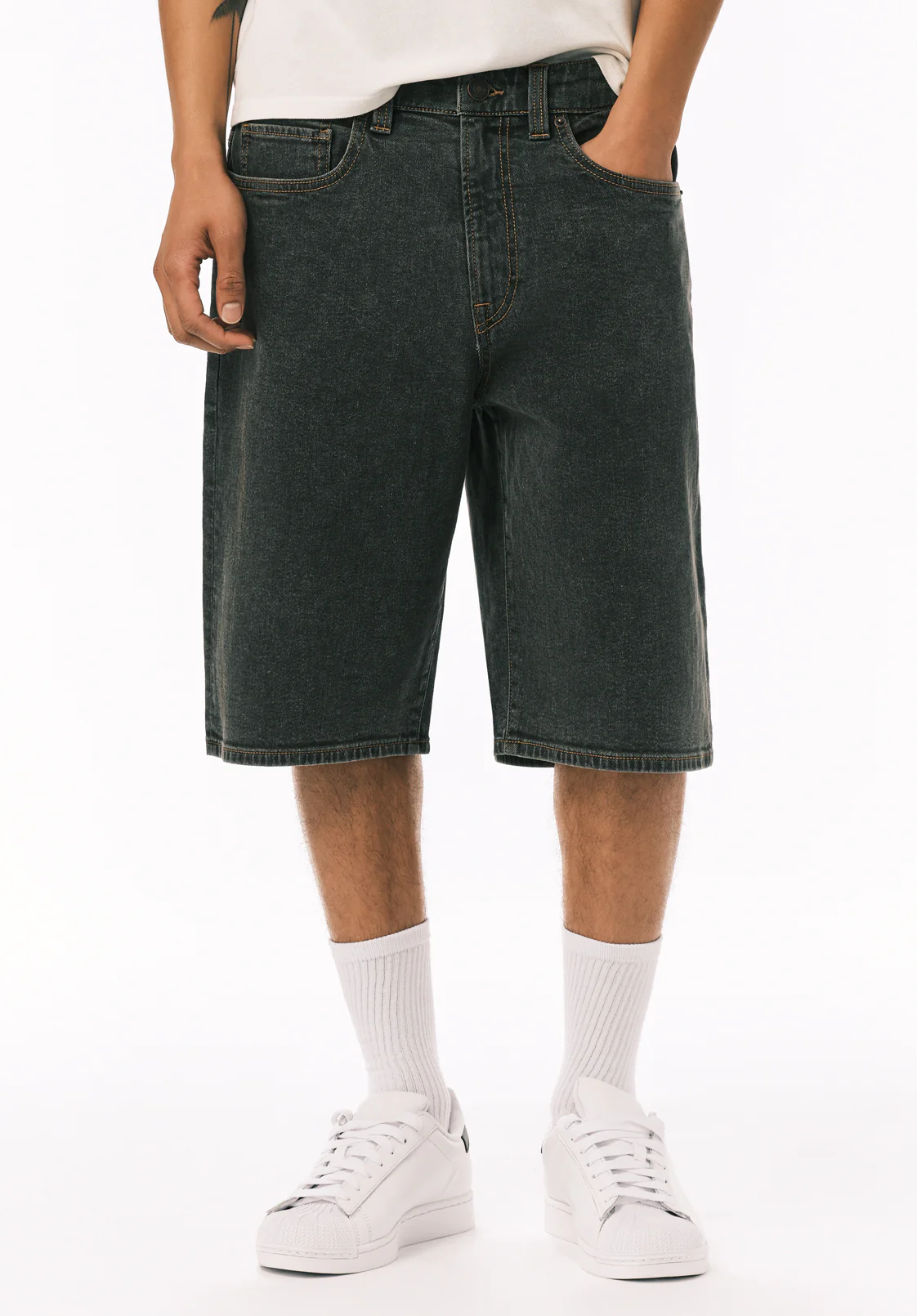 Mick Men's Wide Leg Denim Short, Faded Black - BM26233 - Image 2