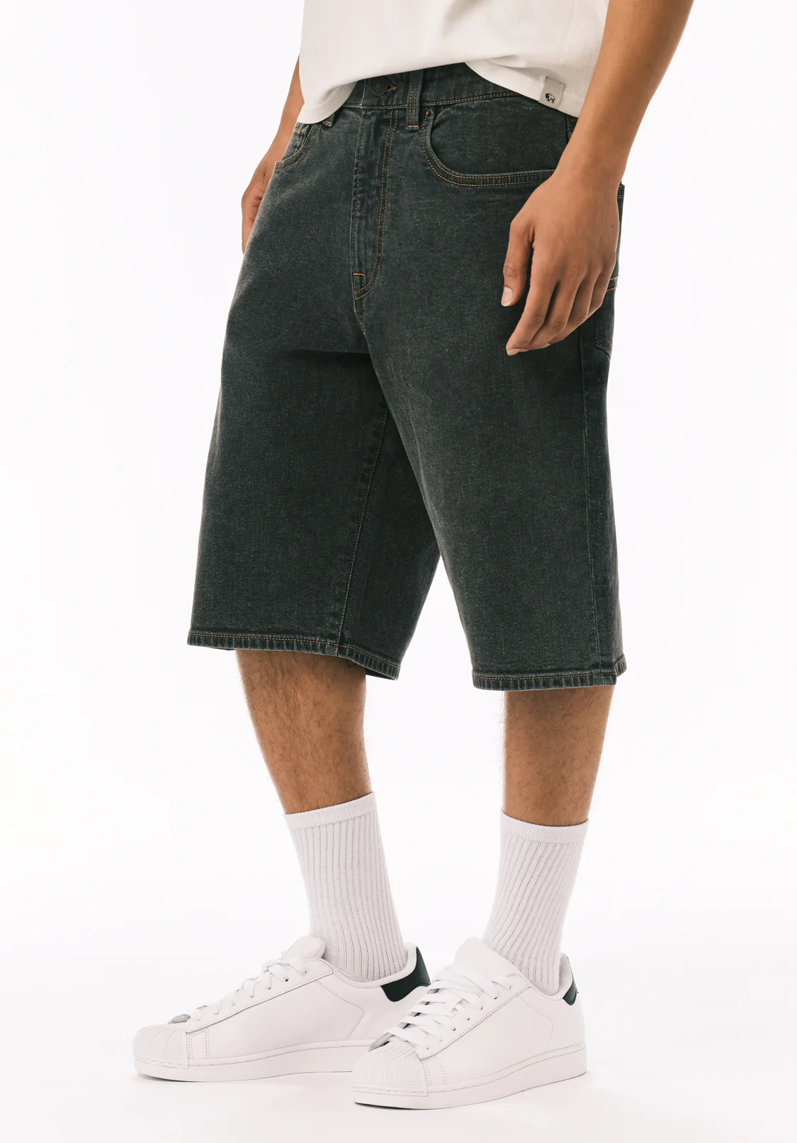 Mick Men's Wide Leg Denim Short, Faded Black - BM26233 - Image 3