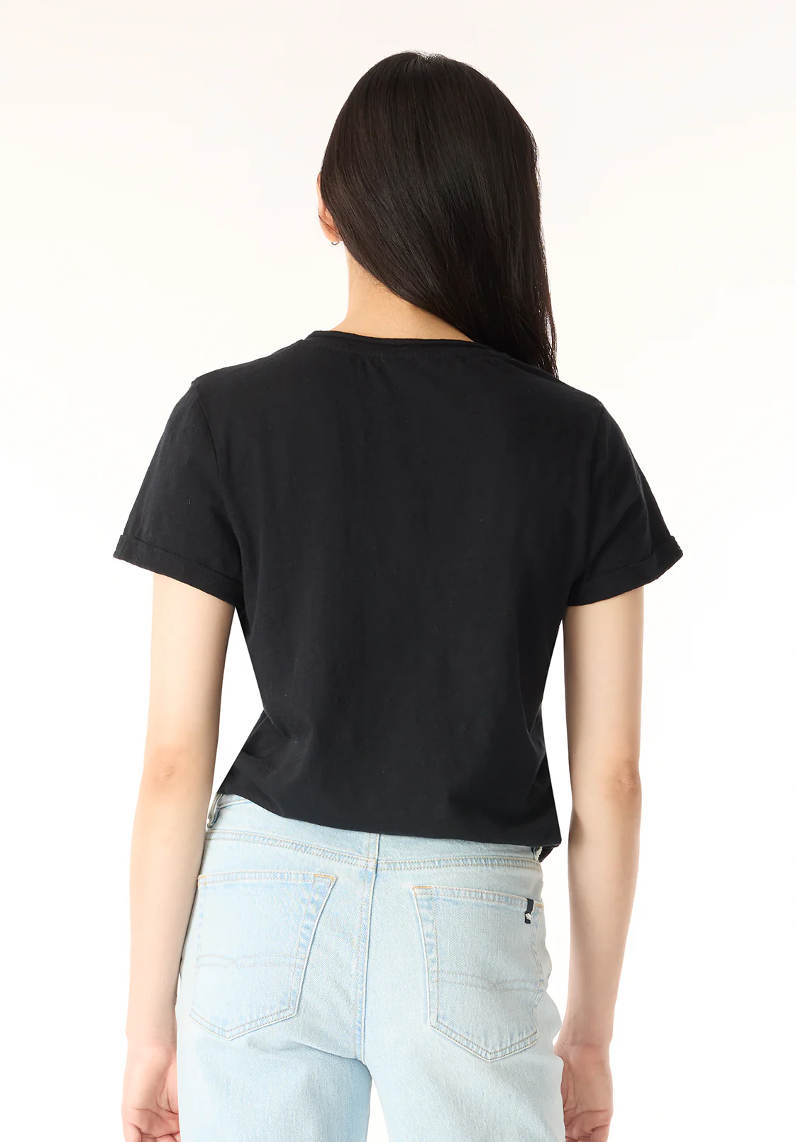 Moxie Women's Slub Knit V-Neck T-Shirt, Black - KT0179P - Image 4