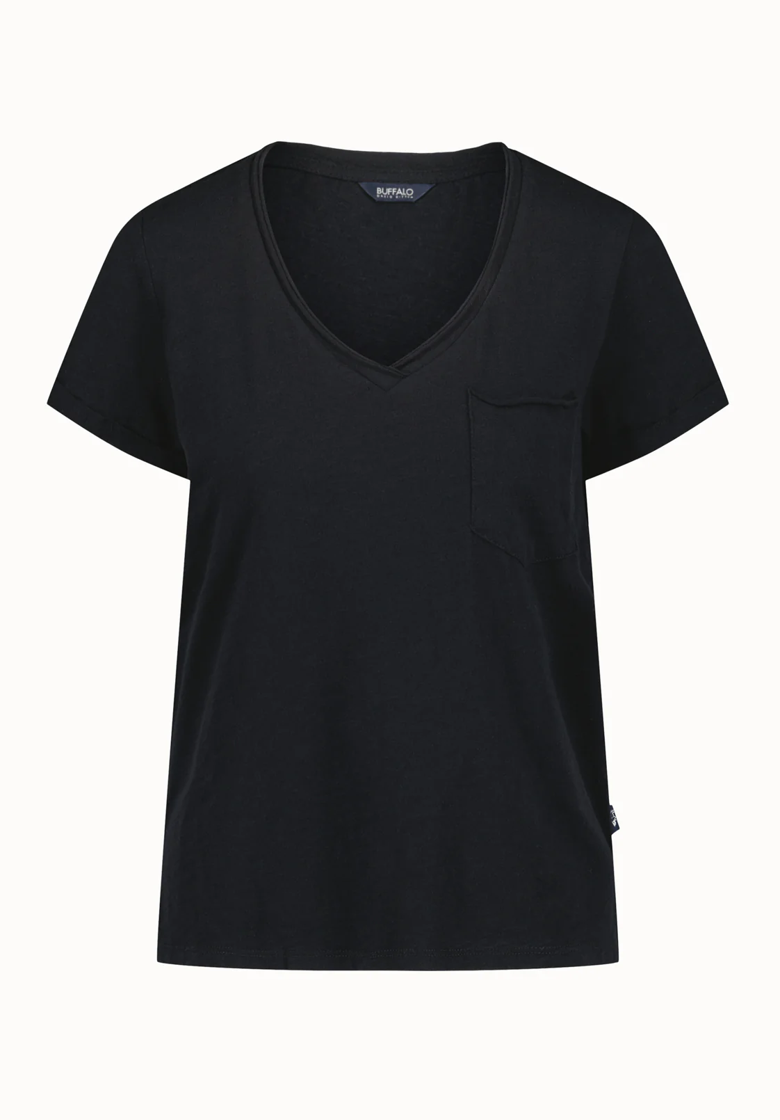 Moxie Women's Slub Knit V-Neck T-Shirt, Black - KT0179P - Image 5