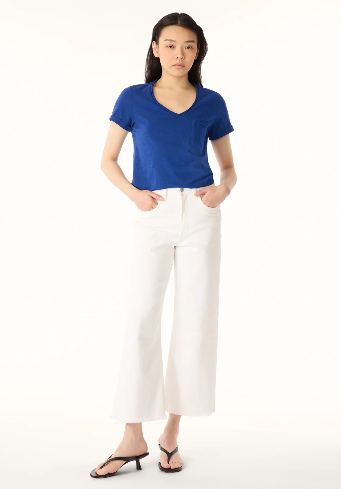 Moxie Women's Slub Knit V-Neck T-Shirt, Sodalite Blue - KT0179P