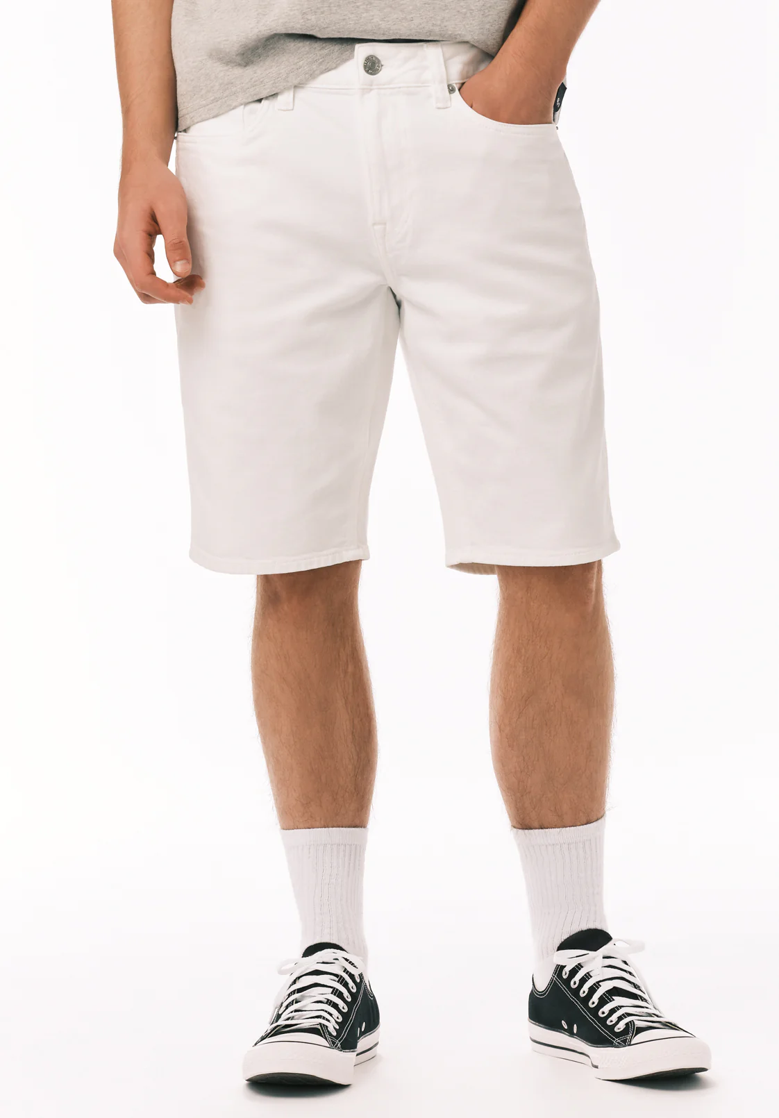 Slim Parker Men's Denim Shorts in White Rinse - BM22775 - Image 2