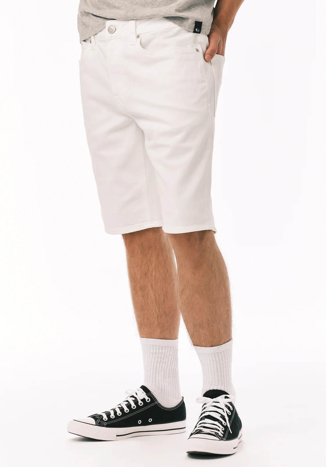 Slim Parker Men's Denim Shorts in White Rinse - BM22775 - Image 3