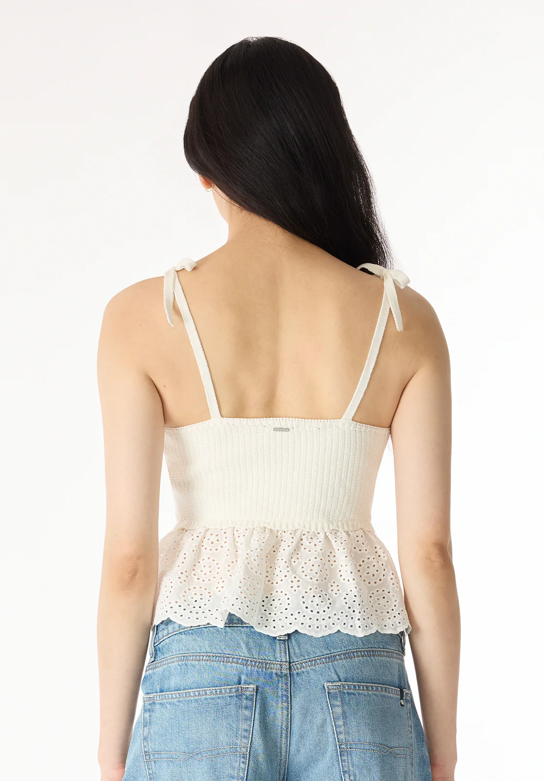 Picabo Women's Textured Cotton Peplum Top, Blanc - SW0109P - Image 4