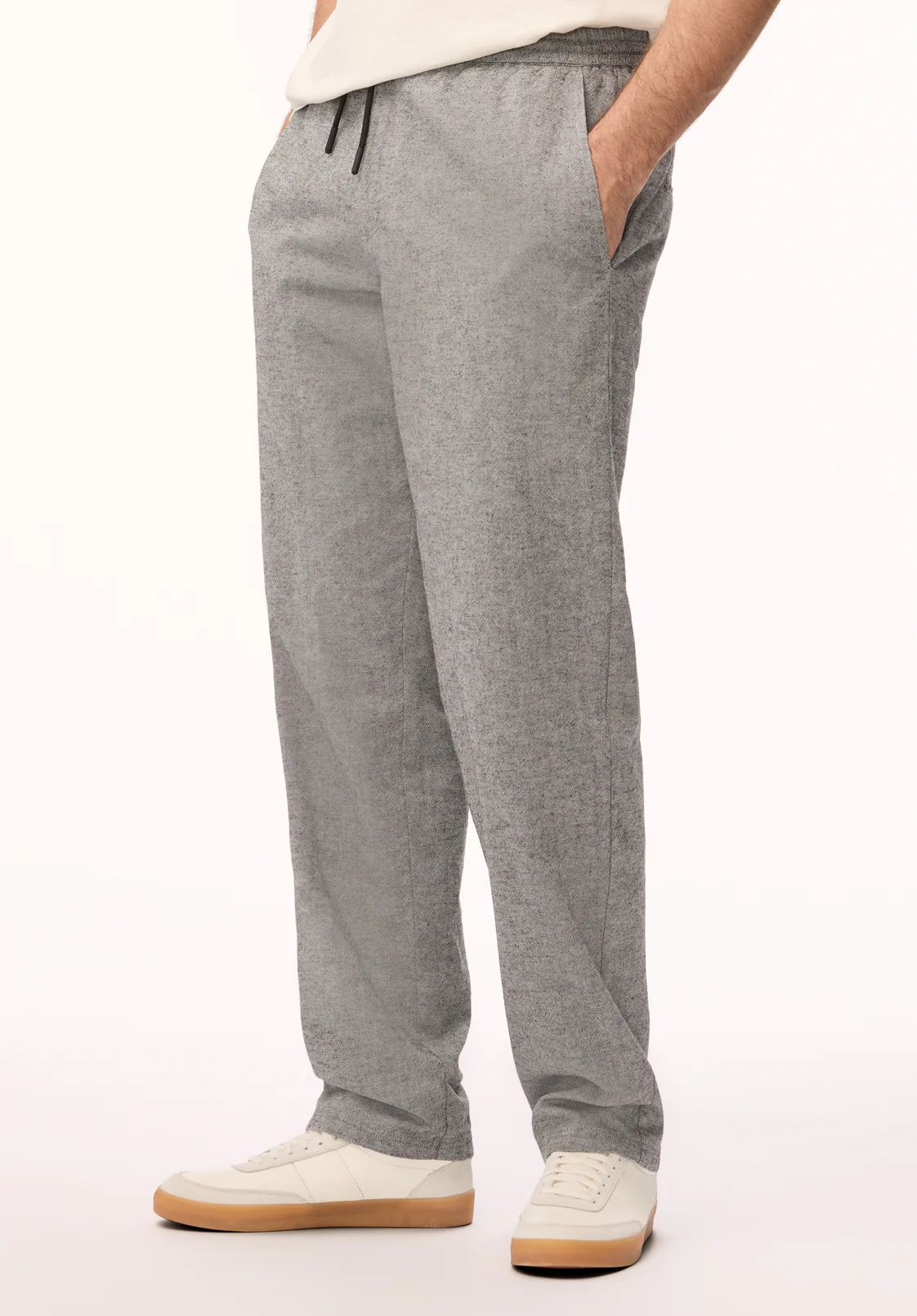 Pilsen Men's Linen-Blend Straight-Leg Pull-On Pants, Heather Black - BM24724 - Image 3