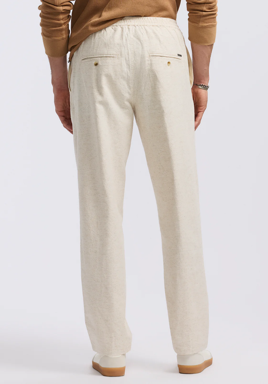 Pilsen Men's Linen-Blend Straight-Leg Pull-On Pants, Milk - BM24724 - Image 4