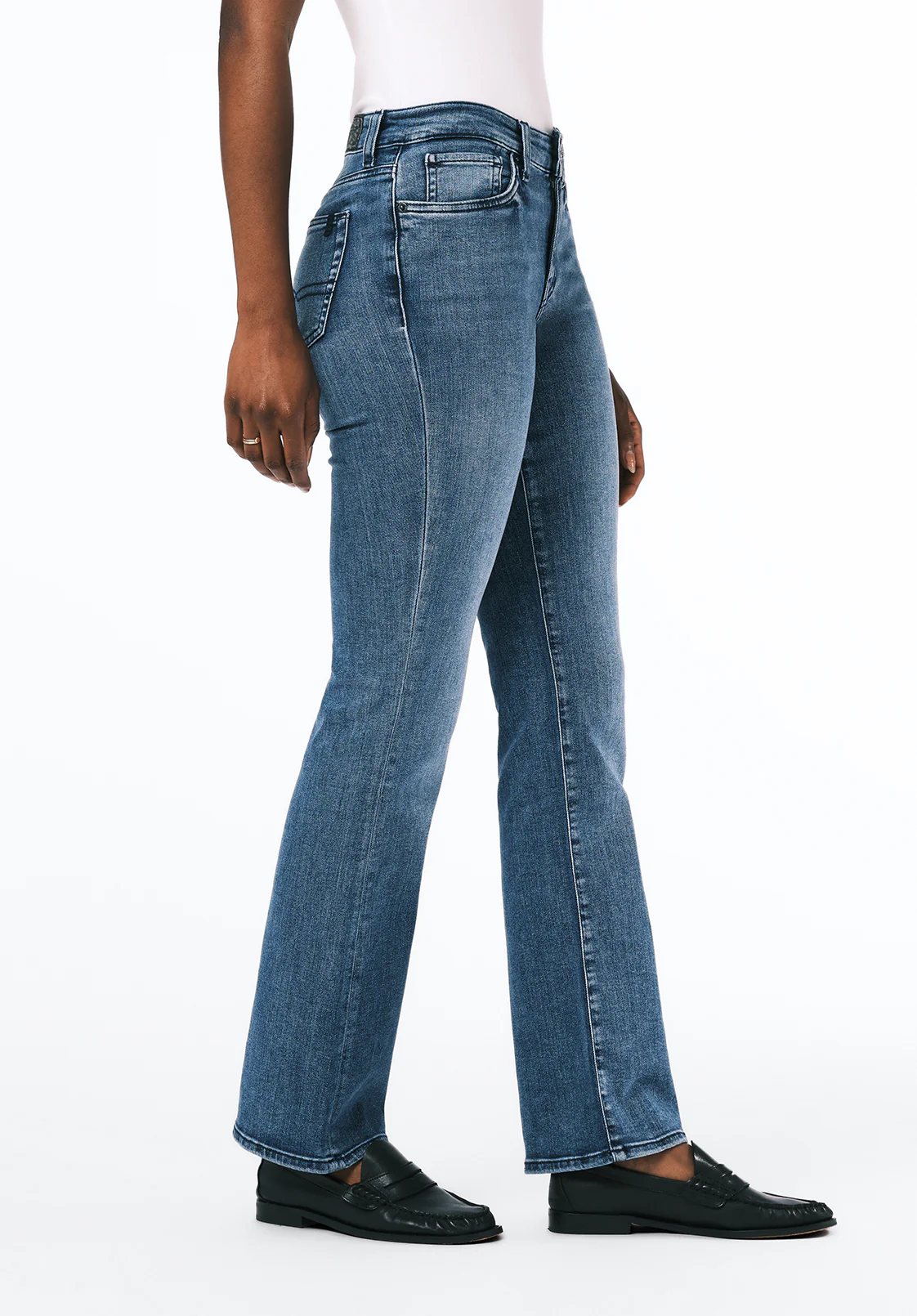Mid Rise Bootcut Queen Women's Jeans in Whiskered and Sanded Blue - BL15831 - Image 3