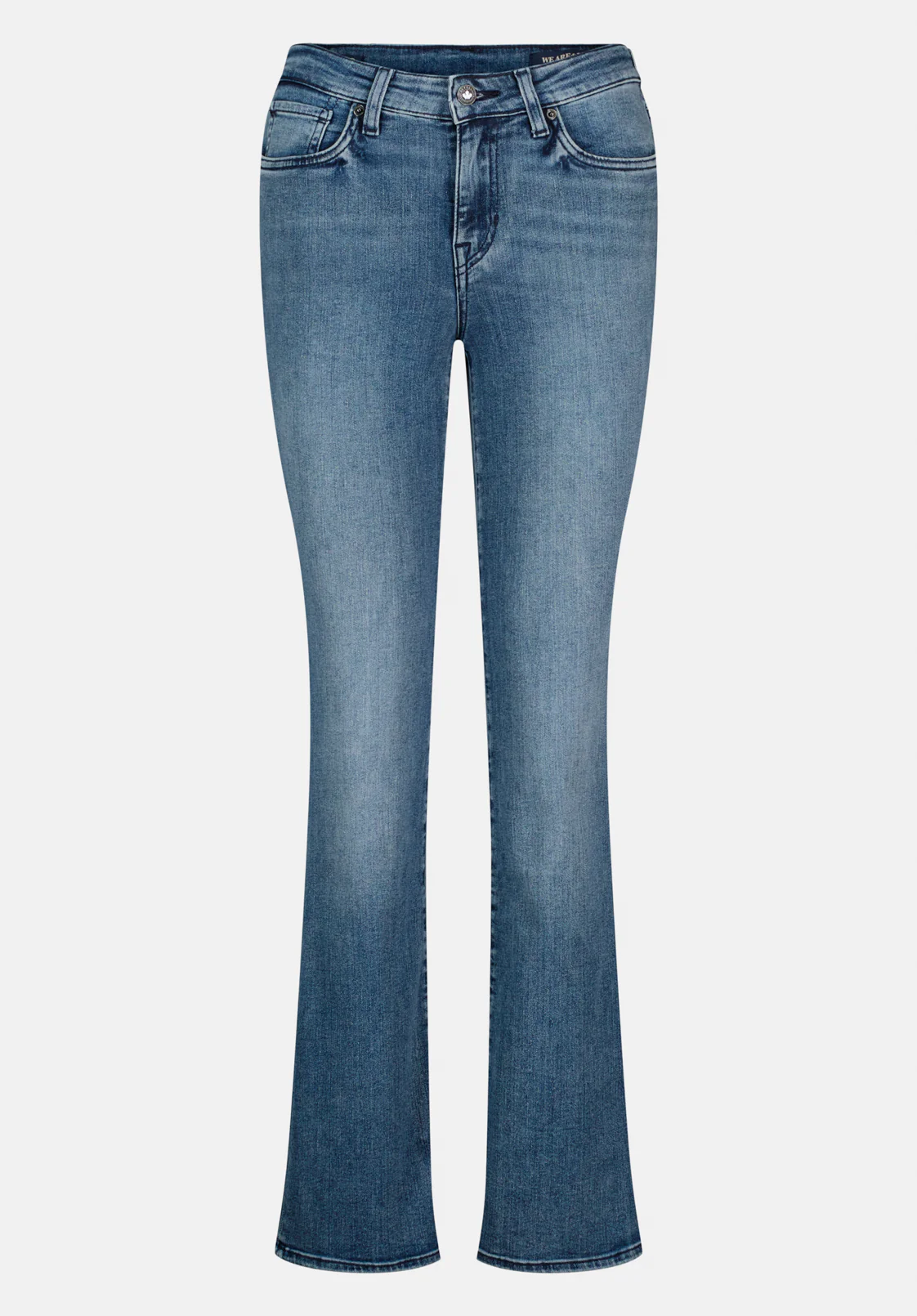 Mid Rise Bootcut Queen Women's Jeans in Whiskered and Sanded Blue - BL15831 - Image 5