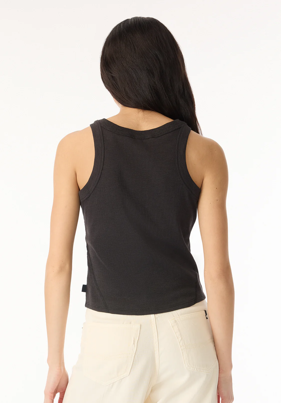 Regine Women's Ribbed Tank Top, Carbon black - KT0119H - Image 4