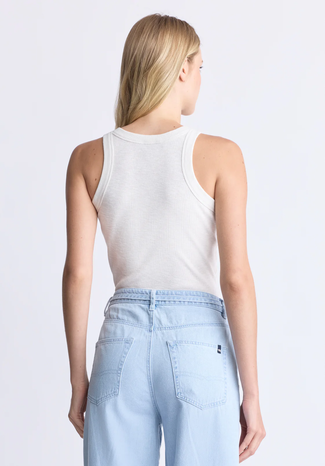 Regine Women's Ribbed Tank Top, Cloud White - KT0119H - Image 4
