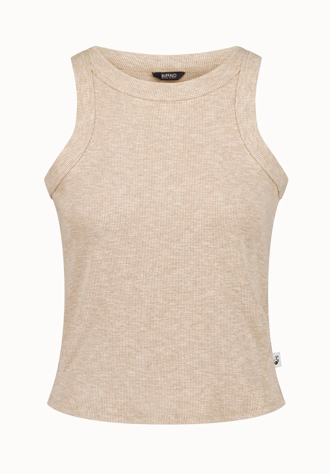 Regine Women's Ribbed Tank Top, Flax Beige - KT0119H - Image 5
