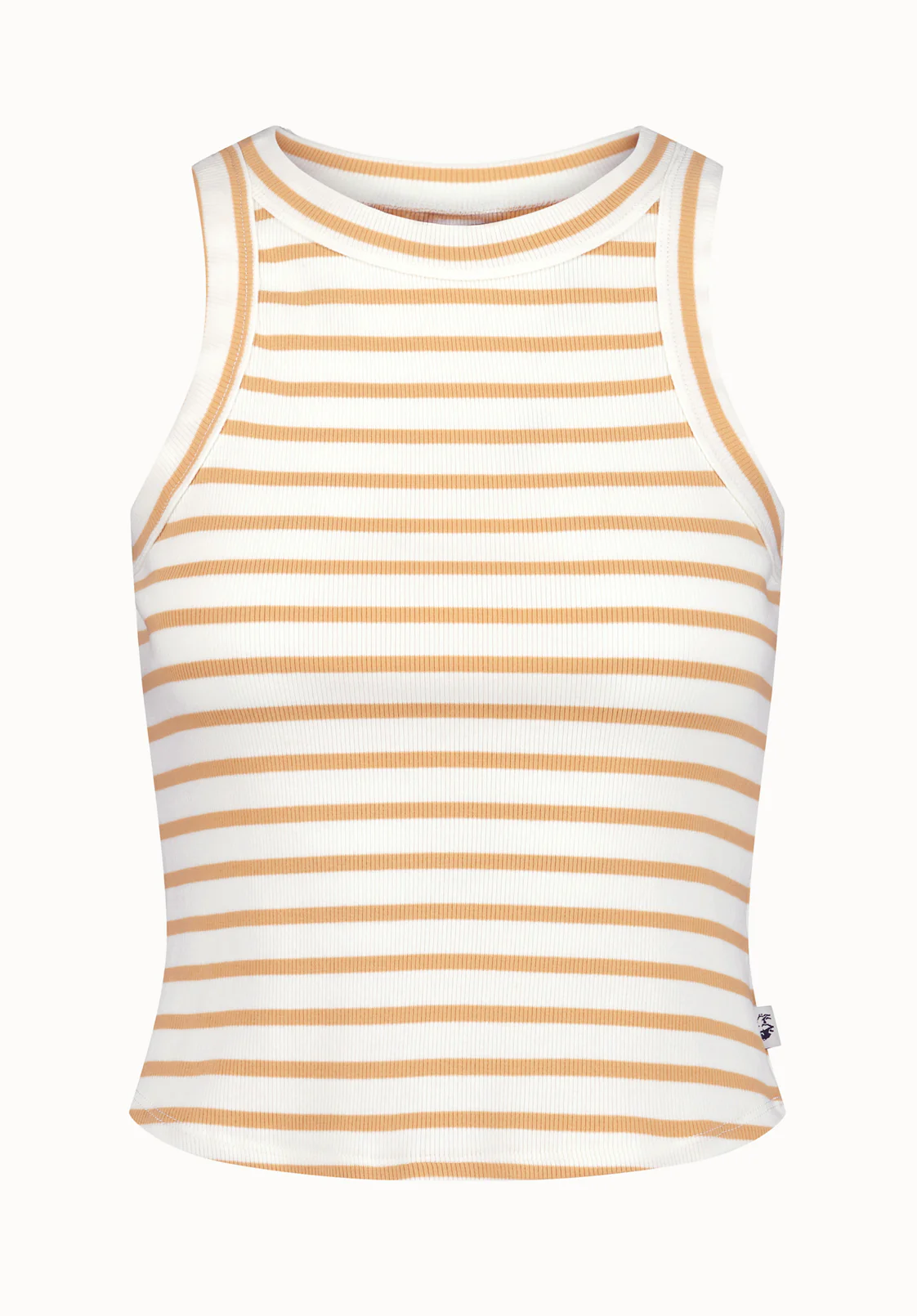 Regine Women's Ribbed Striped Tank Top, White & Beige - KT0175P - Image 5