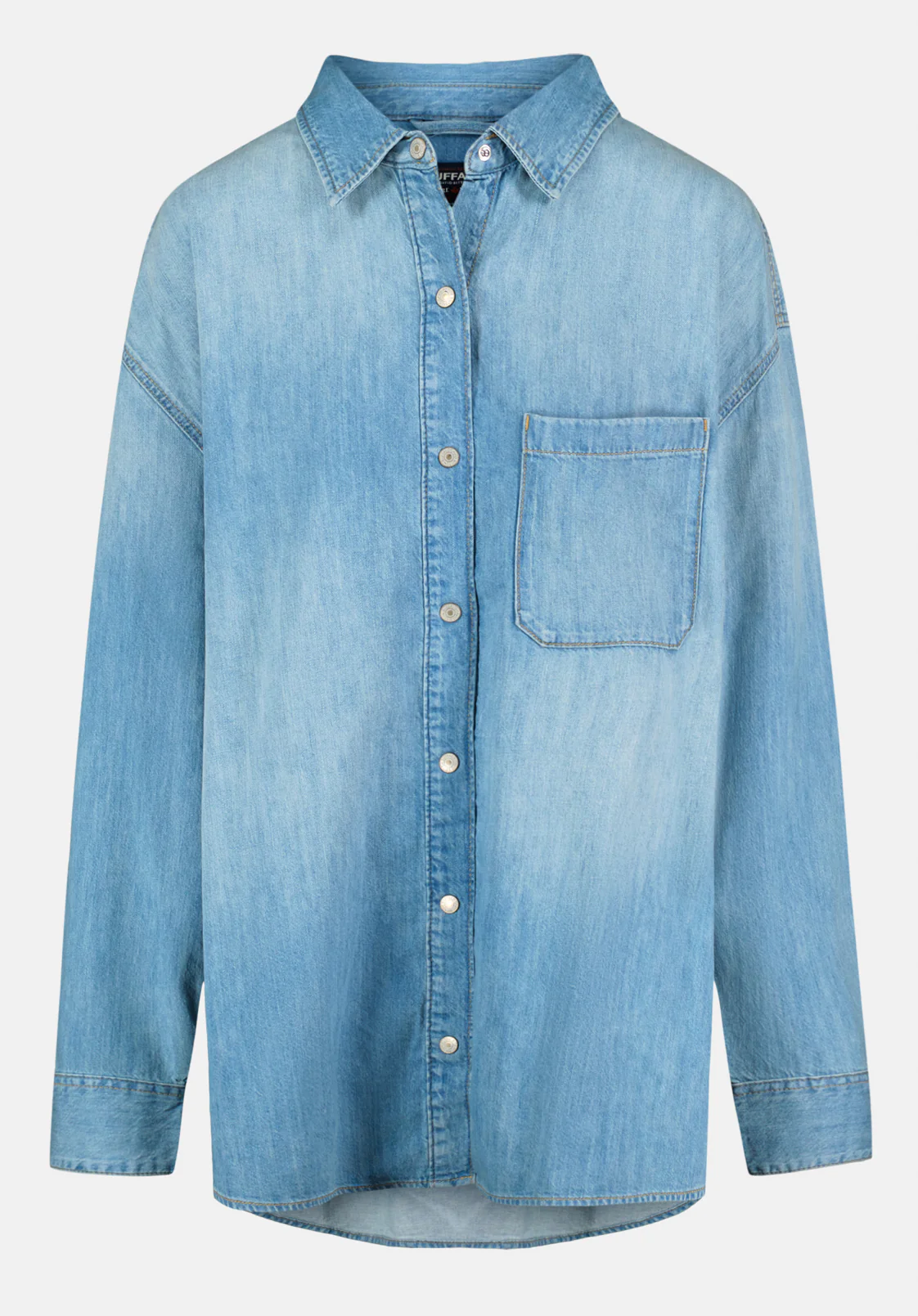 Safiya Oversized Women's Lightweight Denim Shirt, Light Blue - BL16114 - Image 5
