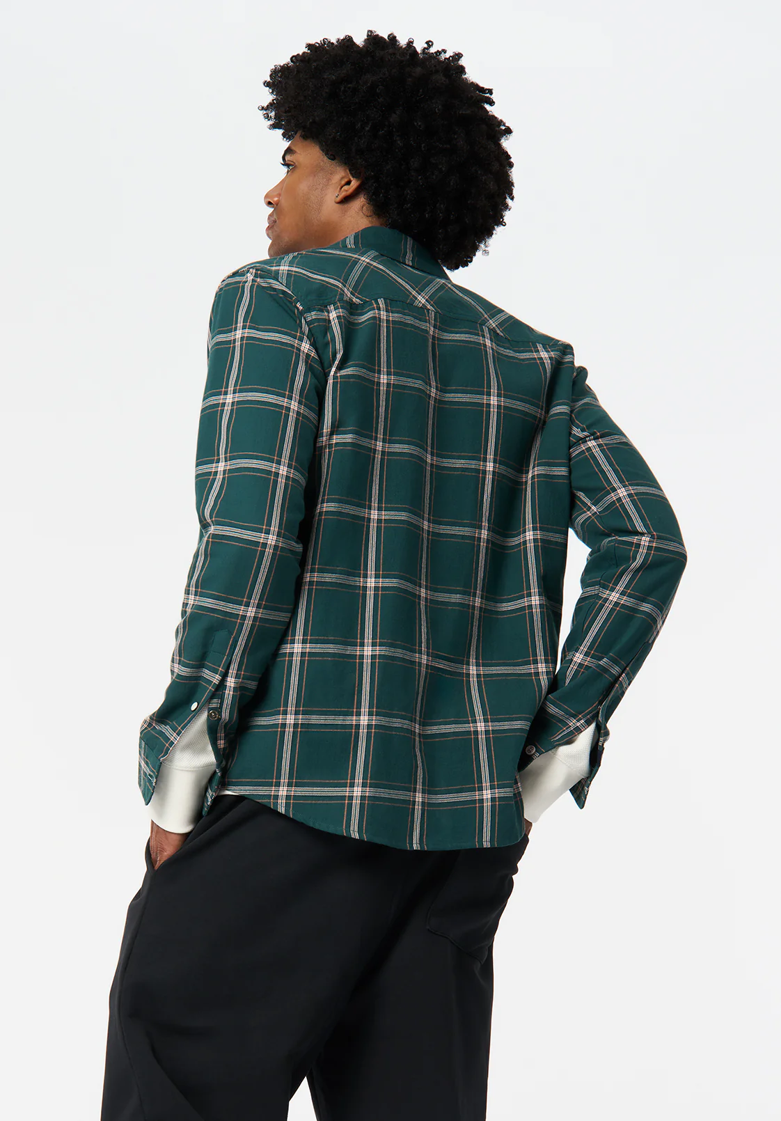 Sago Men’s Long-Sleeve Plaid Shirt, Deep Teal - BM24689 - Image 3