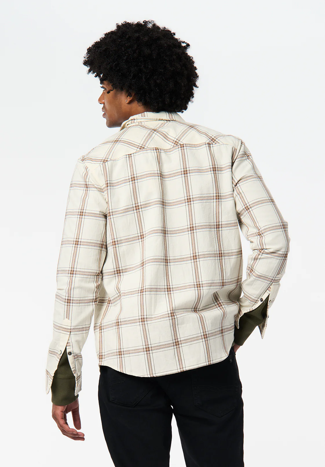 Sago Men’s Long-Sleeve Plaid Shirt, Buttercream - BM24689 - Image 4