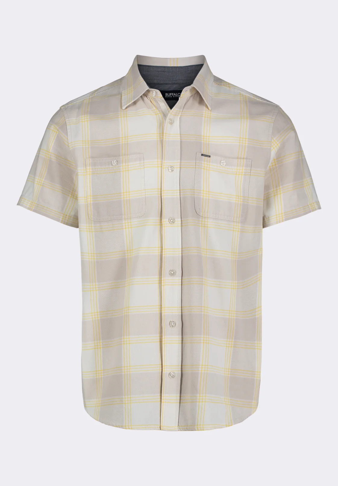 Sagrino Men's Short-Sleeve Plaid Fitted Shirt with Chest Pockets, Milk - BM24553 - Image 6
