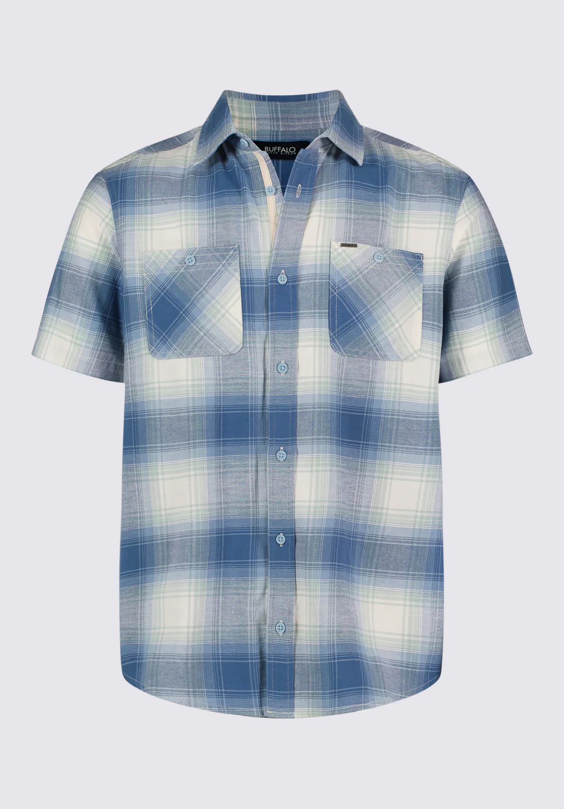 Sagrino Men's Short-Sleeve Plaid Fitted Shirt, Moonlight Blue - BM24618 - Image 6