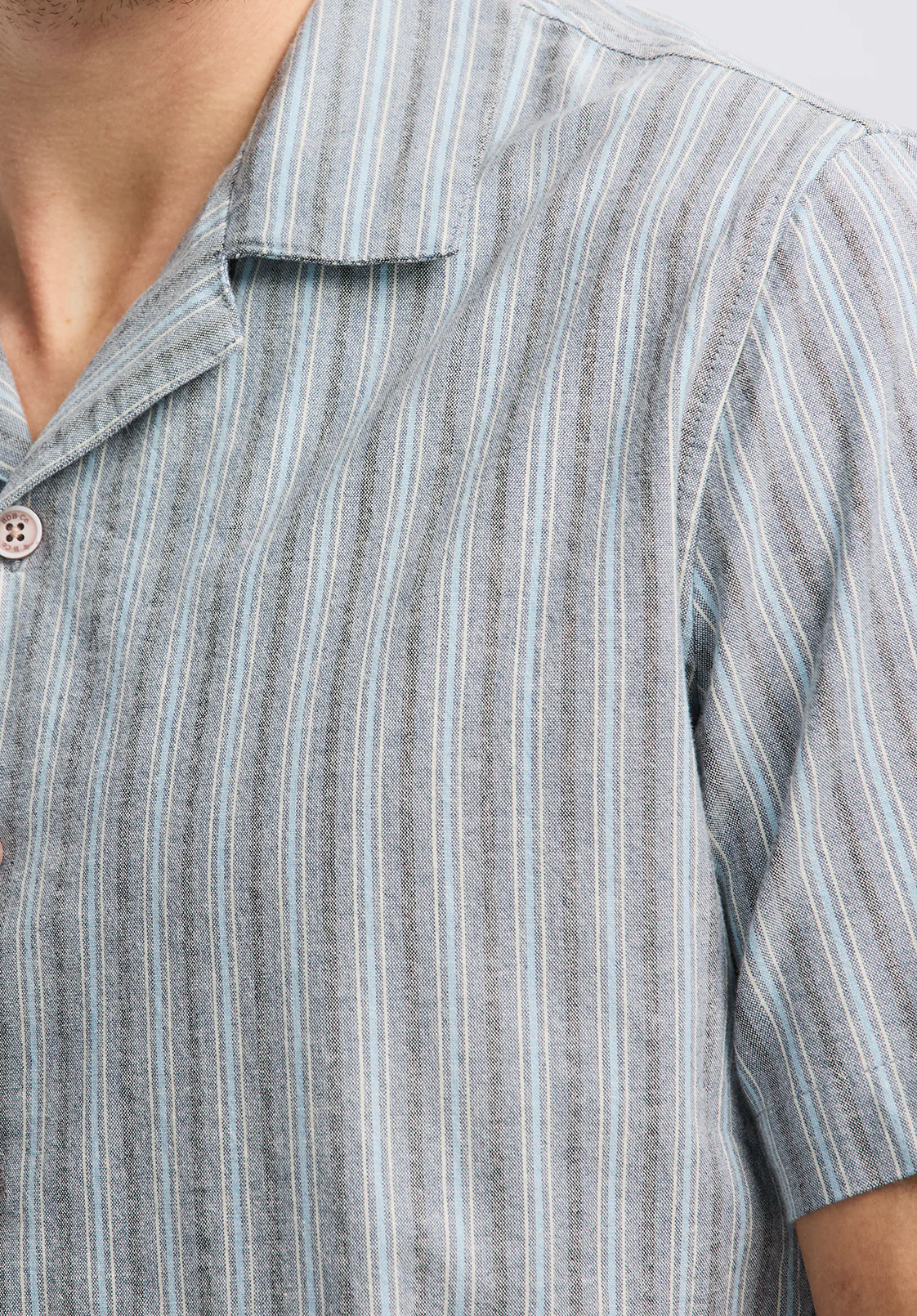 Salaman Men's Short-Sleeve Striped Camp Shirt, Whale - BM24619 - Image 5