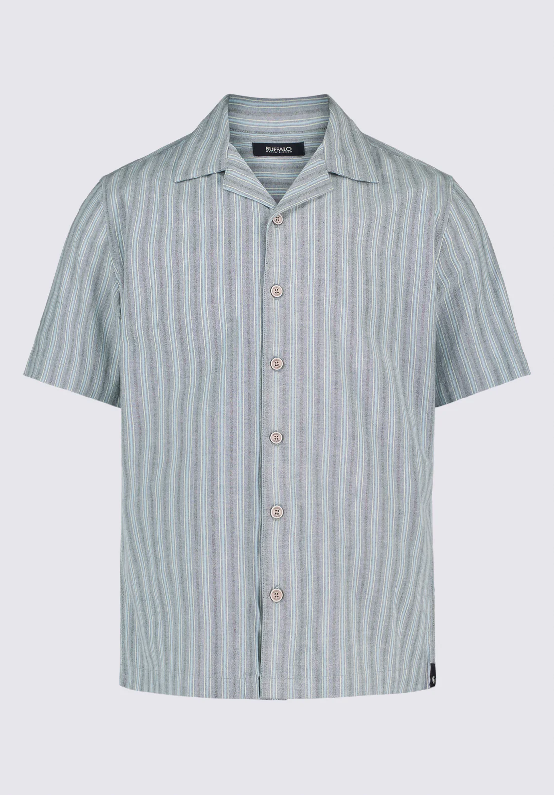 Salaman Men's Short-Sleeve Striped Camp Shirt, Whale - BM24619 - Image 6