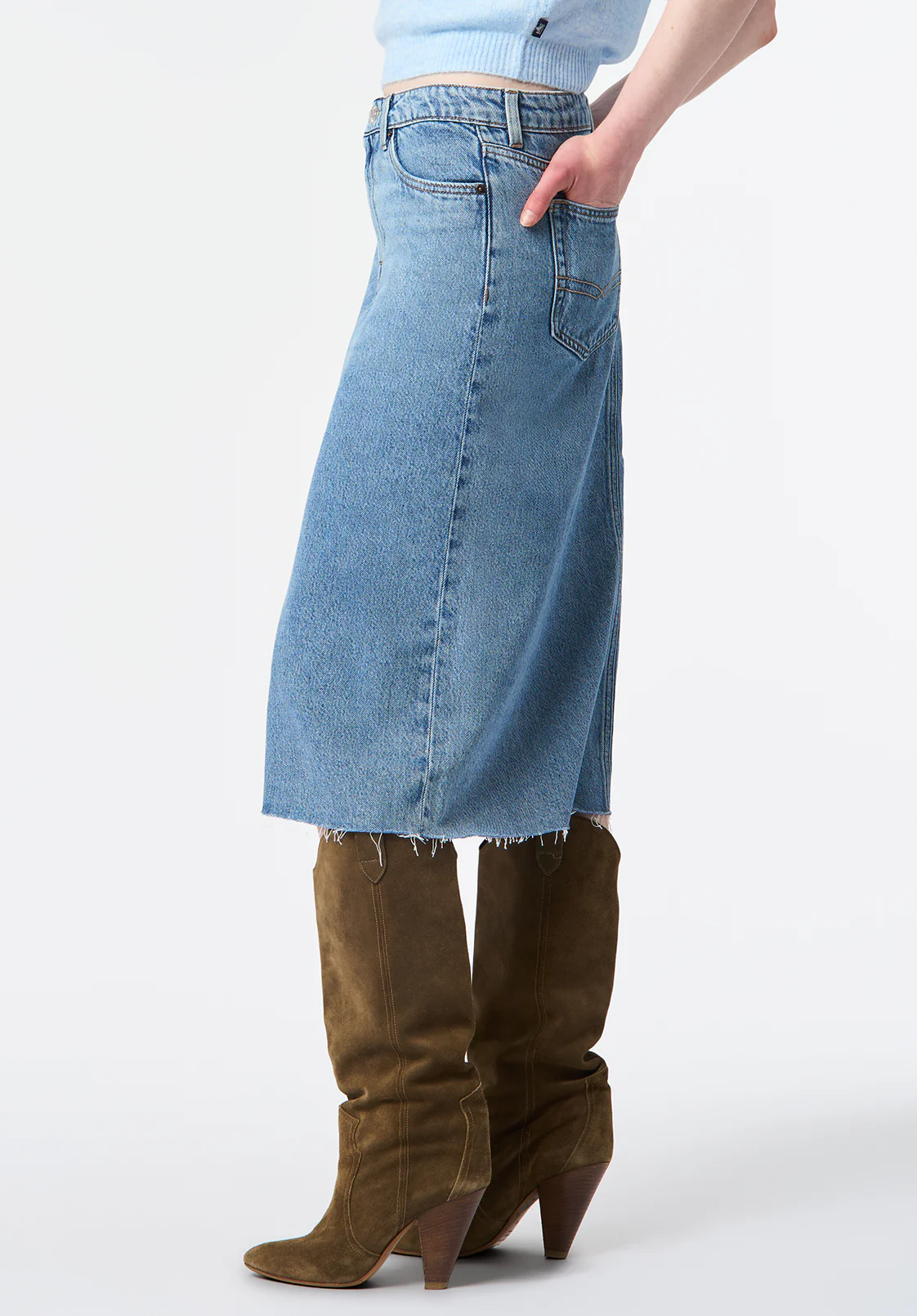 Mid Length Skirt Sally, Light Blue - BL16153 - Image 3