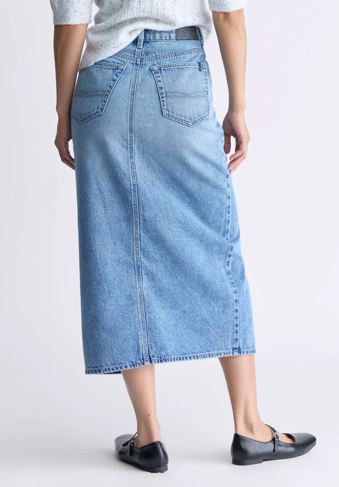 High Rise Samantha Women's Denim Skirt, Mid Blue Sanded - BL16008 - Image 3