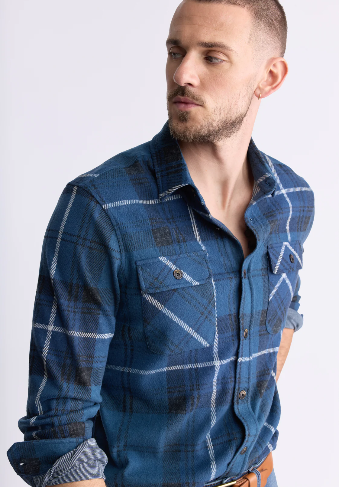 Samme Men's Plaid Blanket Shirt, Whale - BM24461 - Image 3