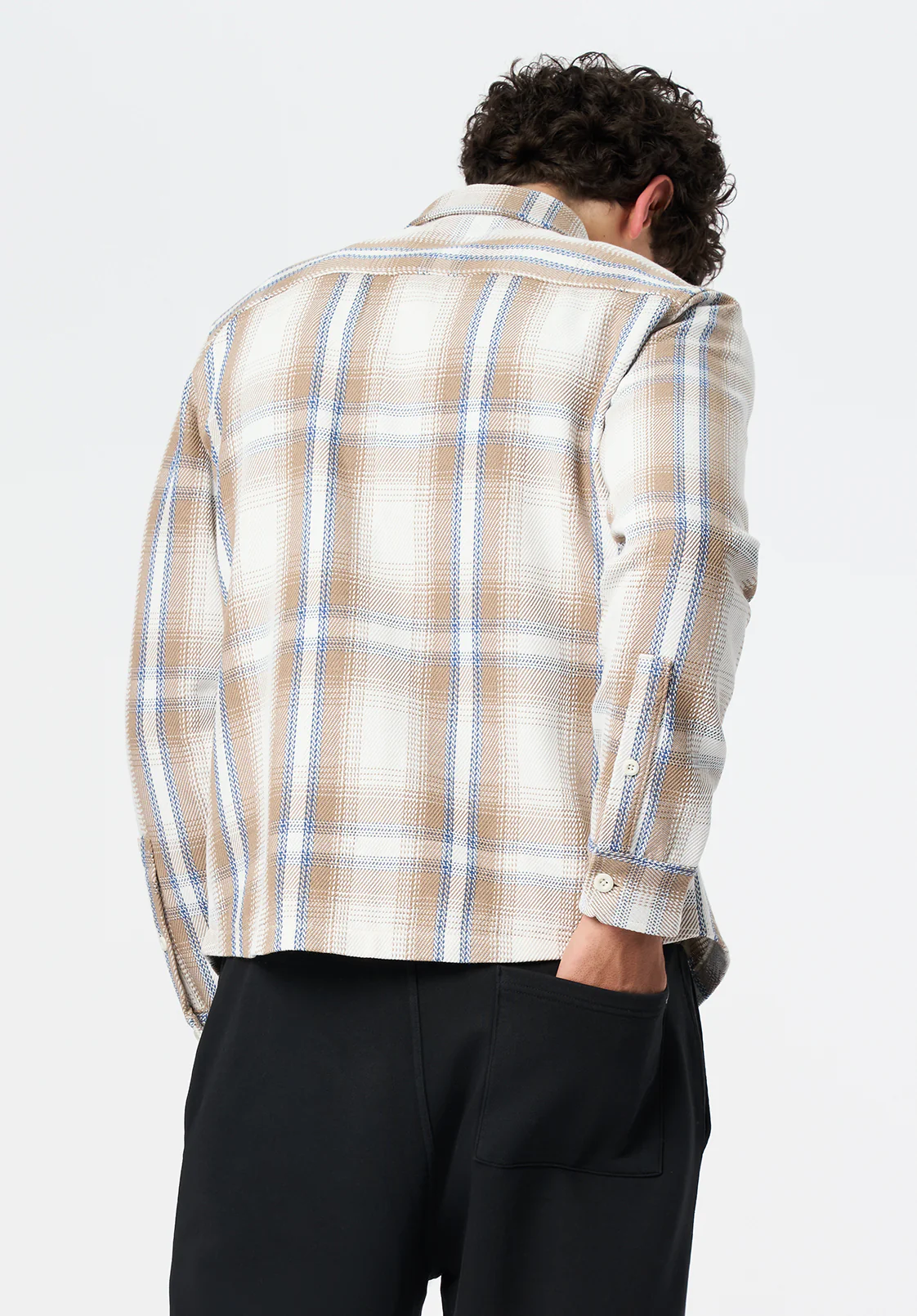 Samme Men's Long-Sleeve Relaxed Plaid Shirt, Milk - BM24686 - Image 4