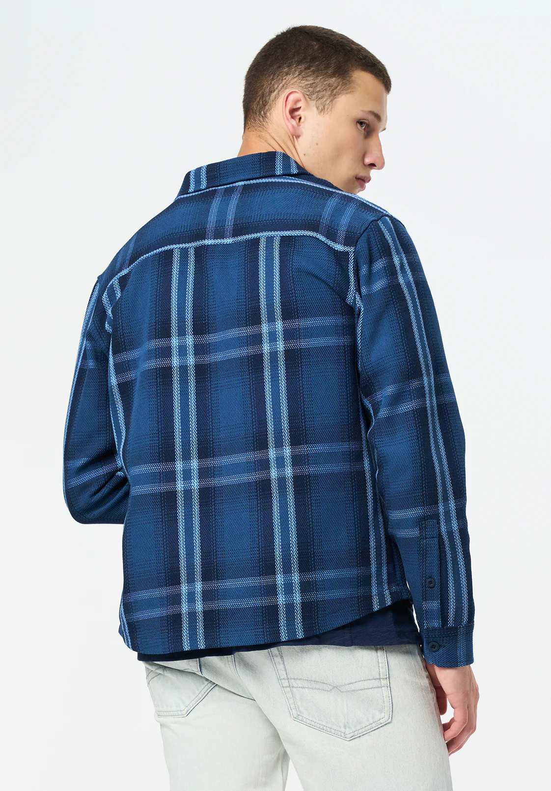 Samme Men's Long-Sleeve Relaxed Plaid Shirt, Whale - BM24686 - Image 4