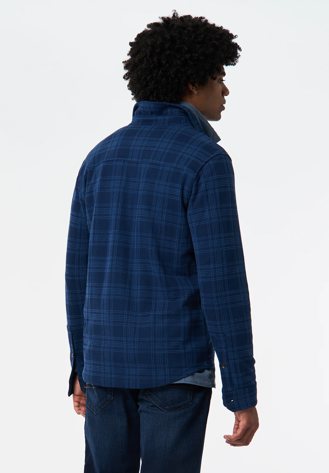 Samme Men's Long-Sleeve Plaid Blanket Shirt, Midnight Blue - BM24691 - Image 3