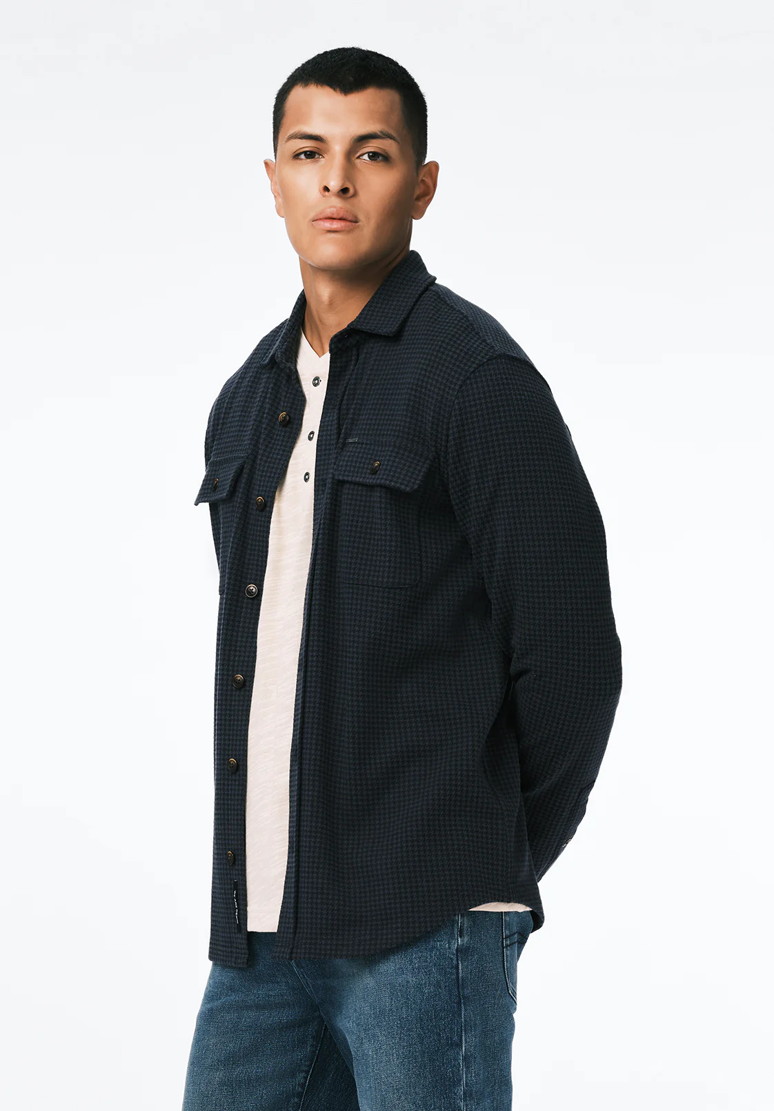 Samme Men's Long-Sleeve Plaid Blanket Shirt, Midnight Blue - BM24694 - Image 3