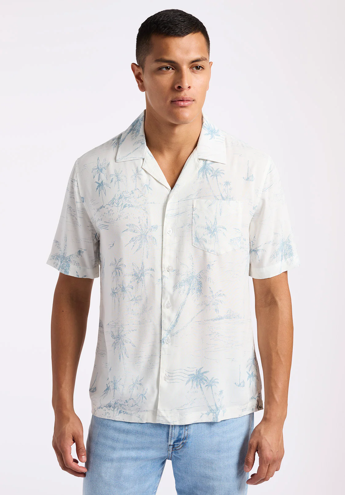 Sandro Men's Printed Short-Sleeve Camp Shirt, Milk - BM24565 - Image 2
