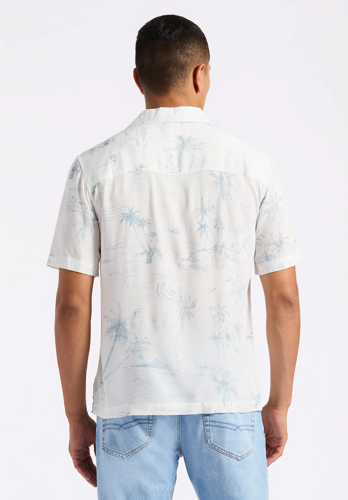 Sandro Men's Printed Short-Sleeve Camp Shirt, Milk - BM24565 - Image 3