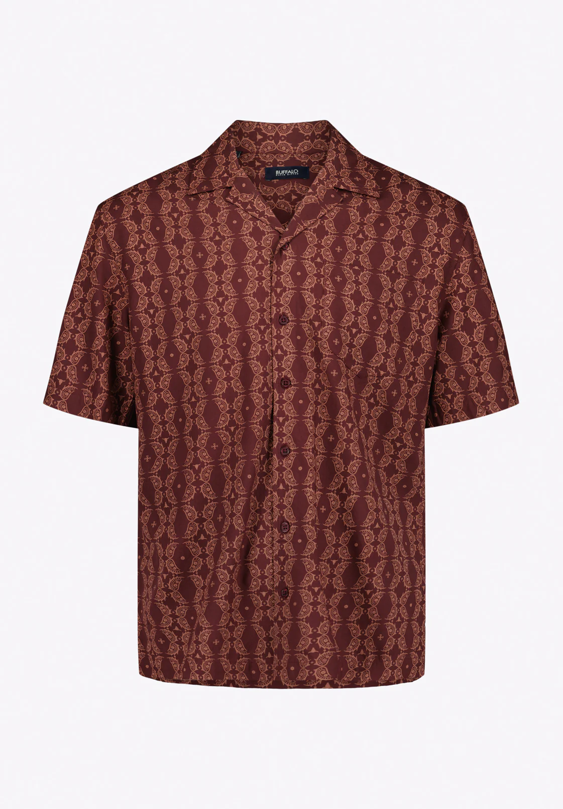 Sandro Men's Printed Short-Sleeve Camp Shirt, Decadent Chocolate - BM24768 - Image 5