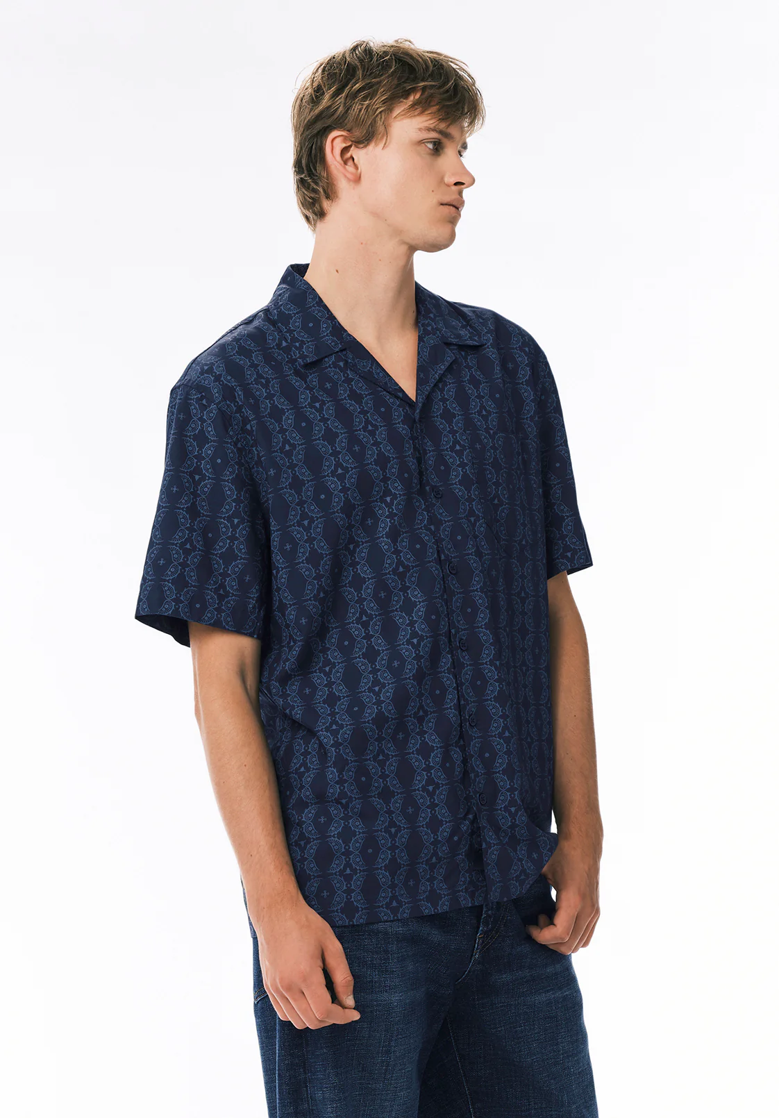 Sandro Men's Printed Short-Sleeve Camp Shirt, Whale - BM24768 - Image 3