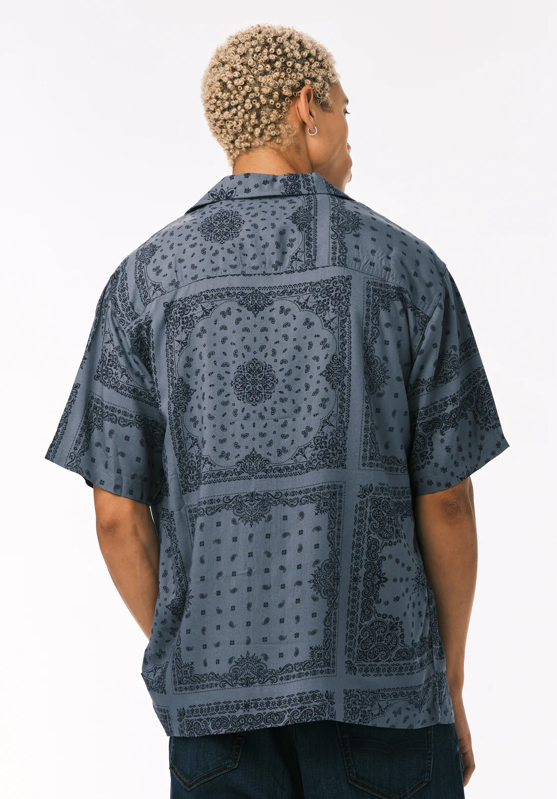 Sandro Men’s Printed Short Sleeve Camp Shirt, Mirage - BM24781 - Image 4