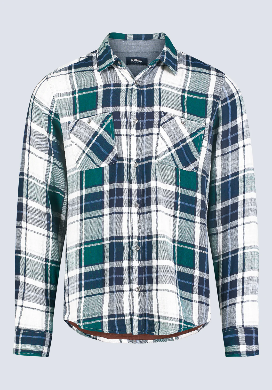 Saolo Men's Long-Sleeve Plaid Shirt, Forest Green - BM24425 - Image 5