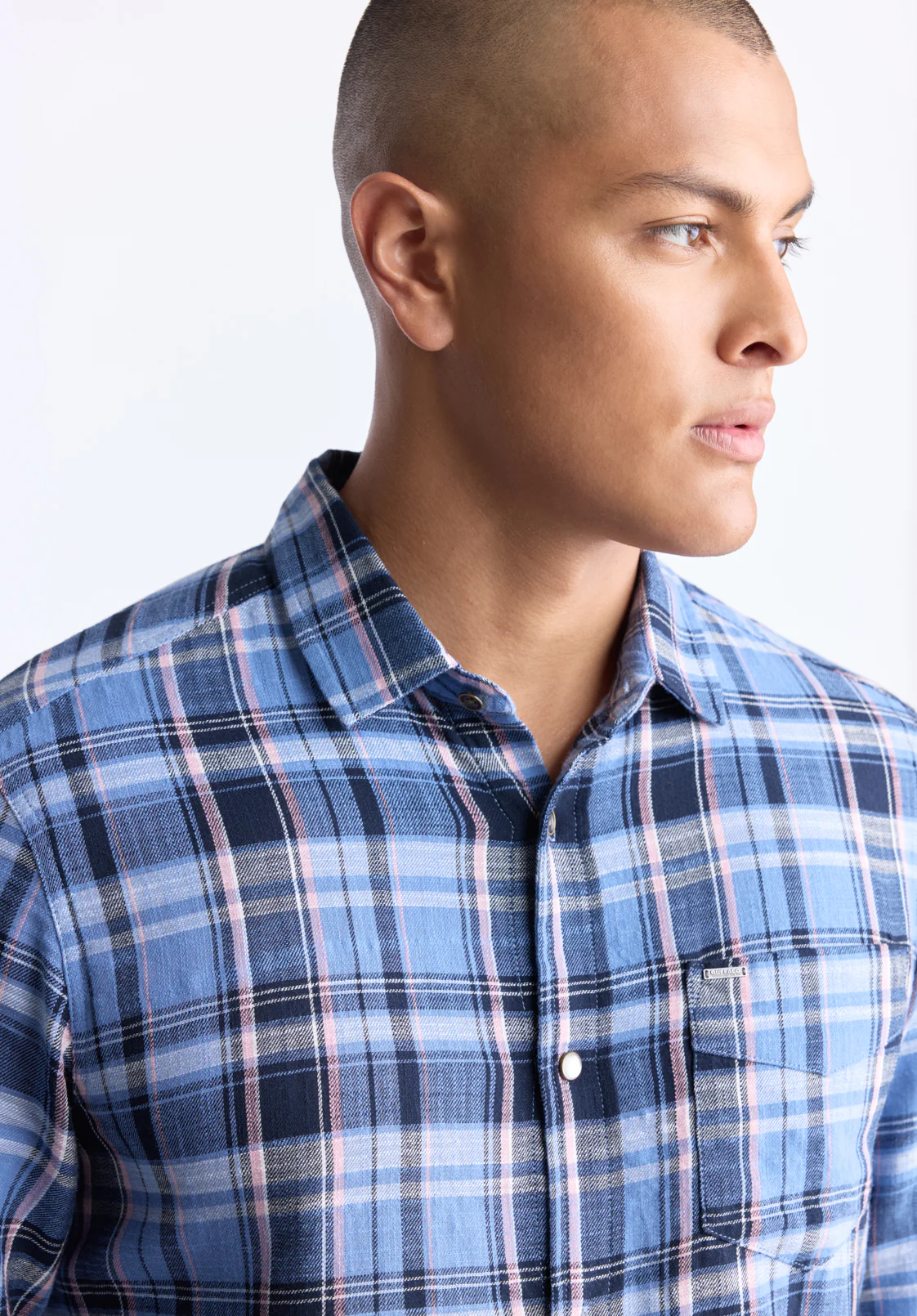 Saroz Men's Classic Plaid Shirt, Midnight blue - BM24499 - Image 5