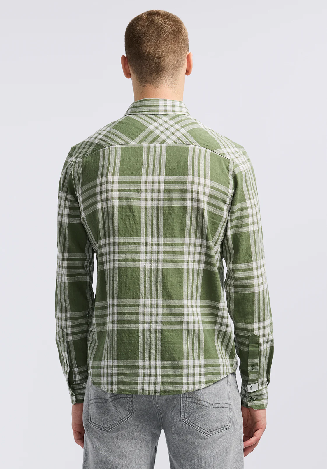 Saroz Men's Plaid Shirt, Hedge Green - BM24616 - Image 4