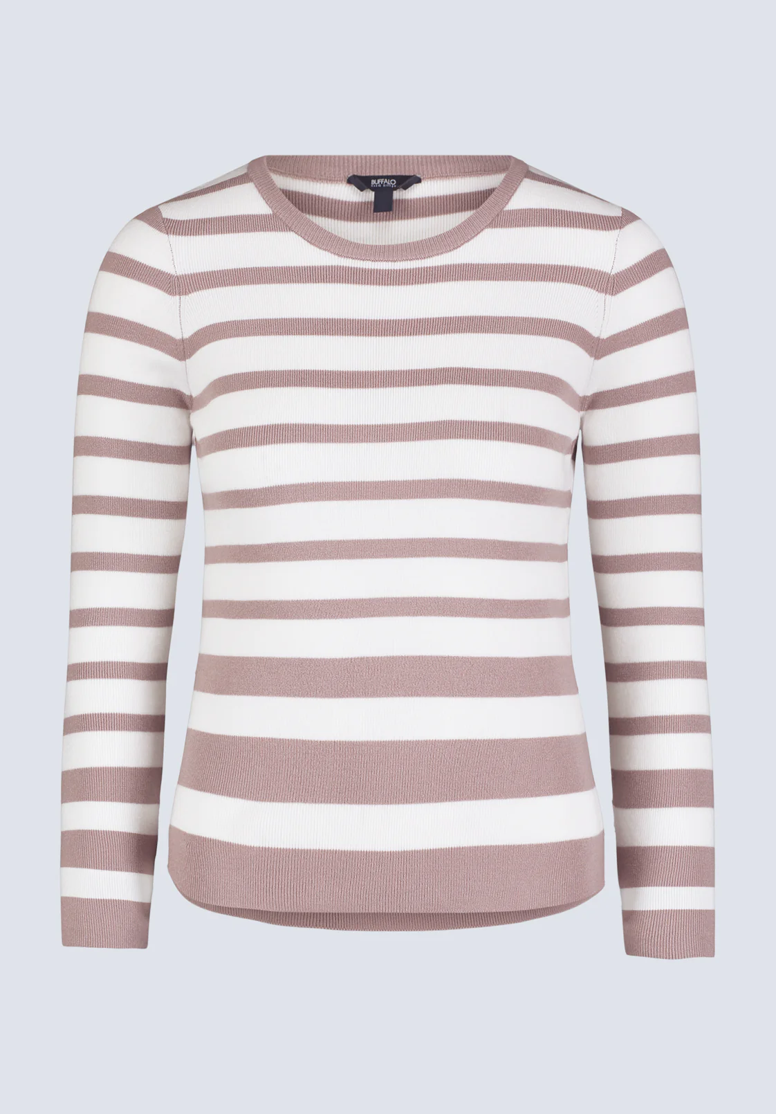 Scotlyn Women's Striped Long-Sleeve Sweater, White & Tan - SW0103H - Image 5