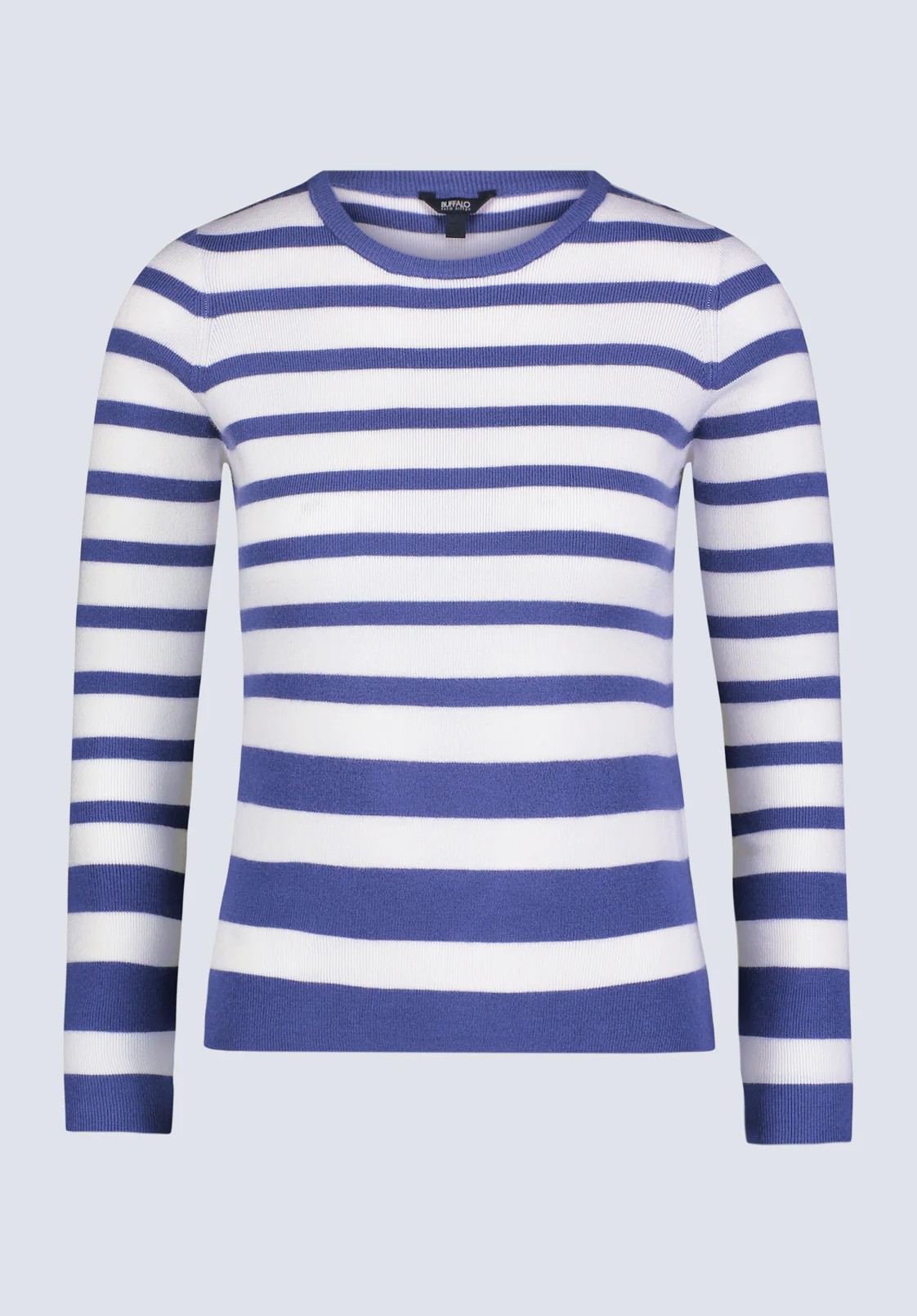 Scotlyn Women's Striped Long-Sleeve Sweater, White & Blue - SW0103H - Image 5