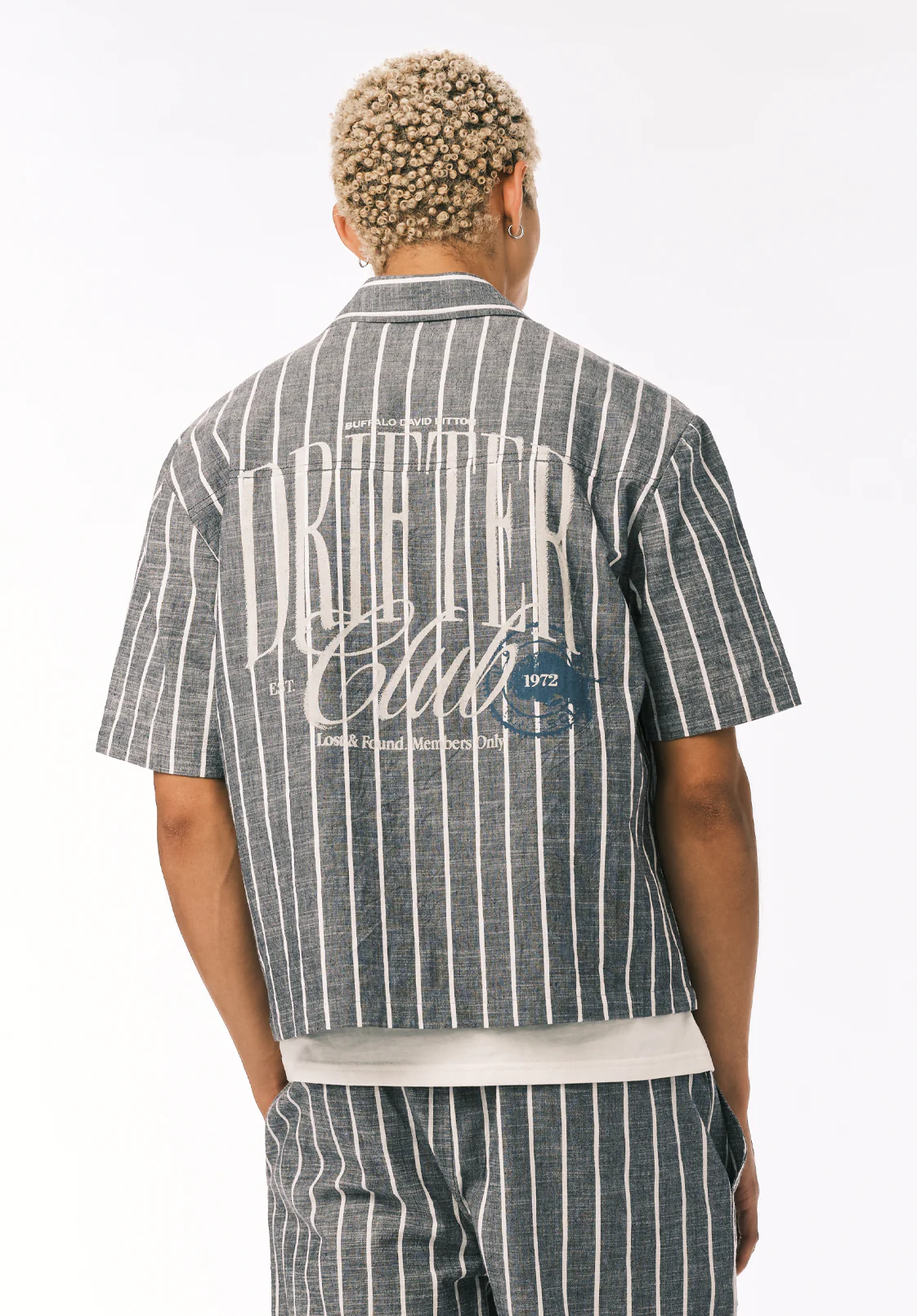Scott Men’s Short Sleeve Striped Boxy Cropped Shirt, Whale - BM24849 - Image 3