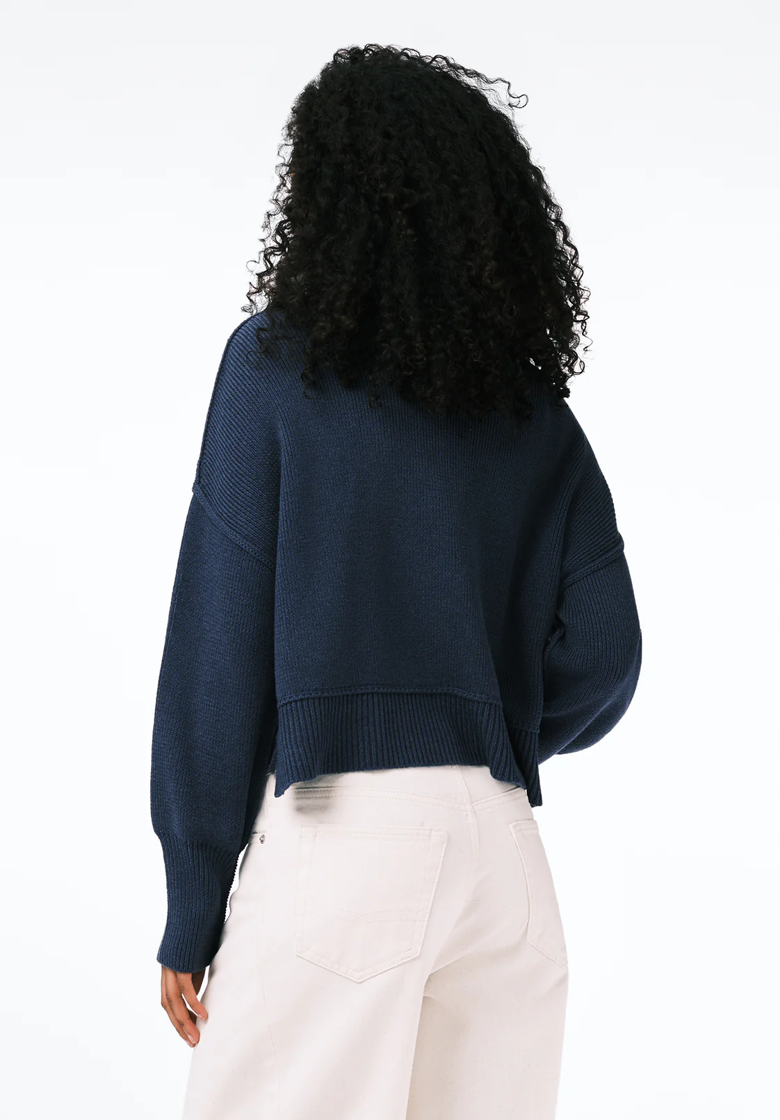Seema Women's Dropped Sleeve Loose-Fit Cropped Sweater, Oceana - SW0142 - Image 4