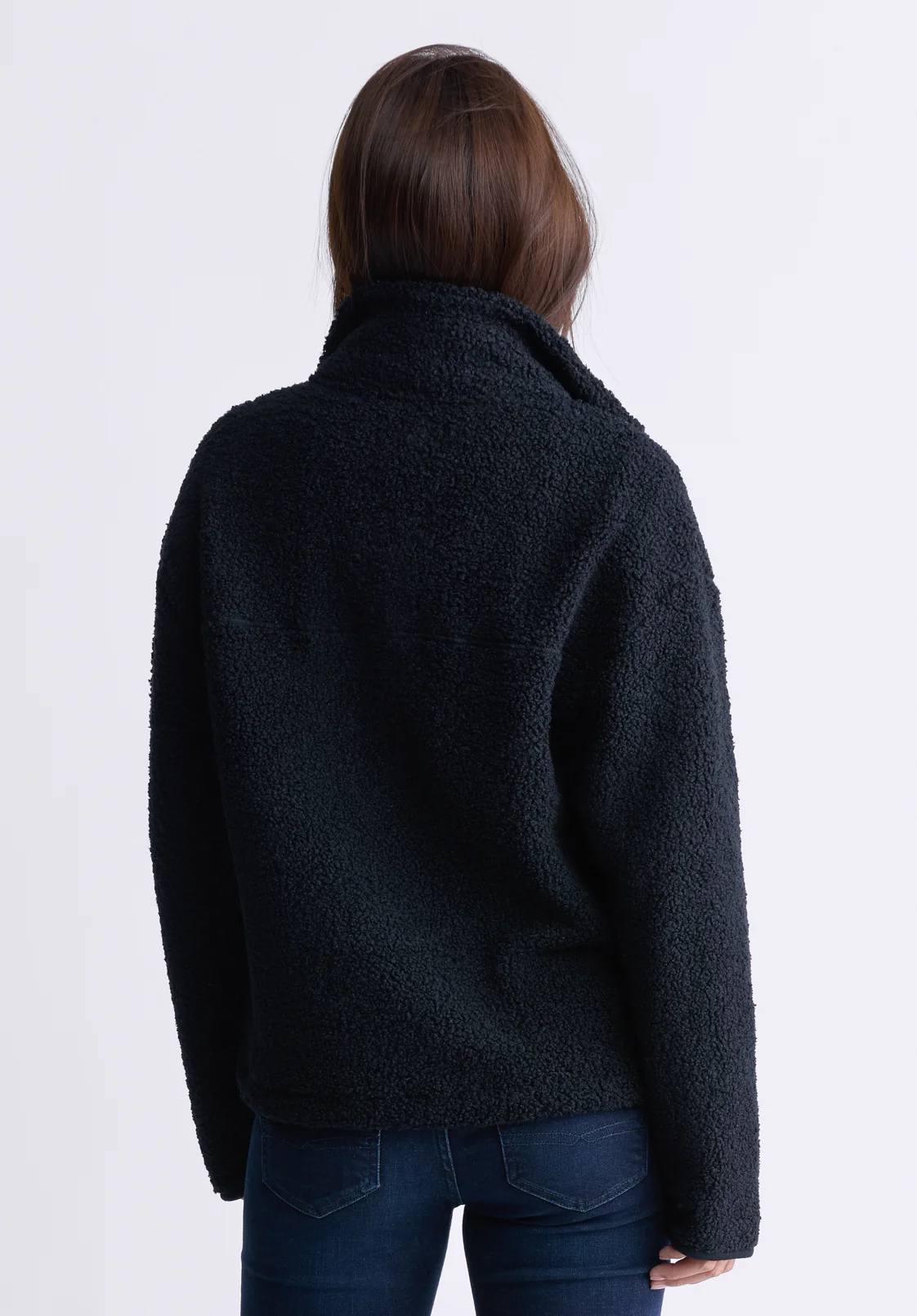 Sena Women's Sherpa Jacket with Chest Pocket, Black - JK0036F - Image 4