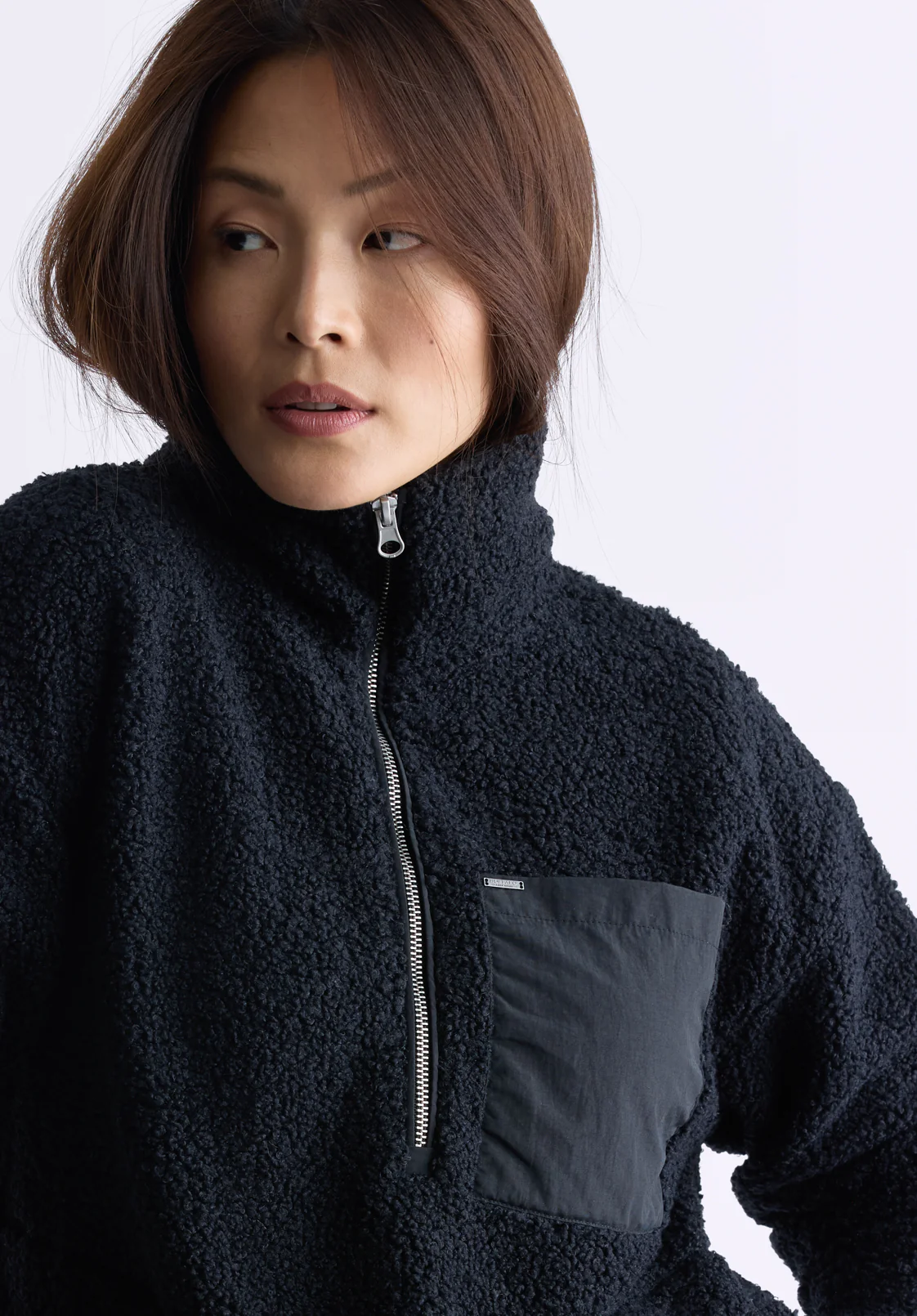 Sena Women's Sherpa Jacket with Chest Pocket, Black - JK0036F - Image 5